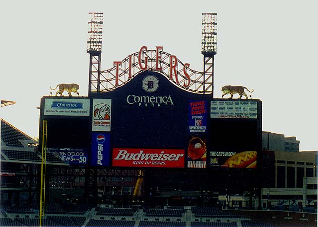 score board at comerica park